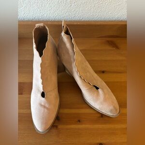 Scalloped Dusty Pink Ankle Boots